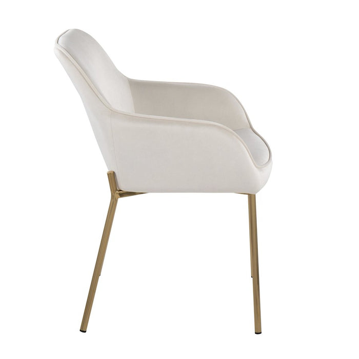LumiSource Daniella Dining Chair, Set of 2, Gold/Cream