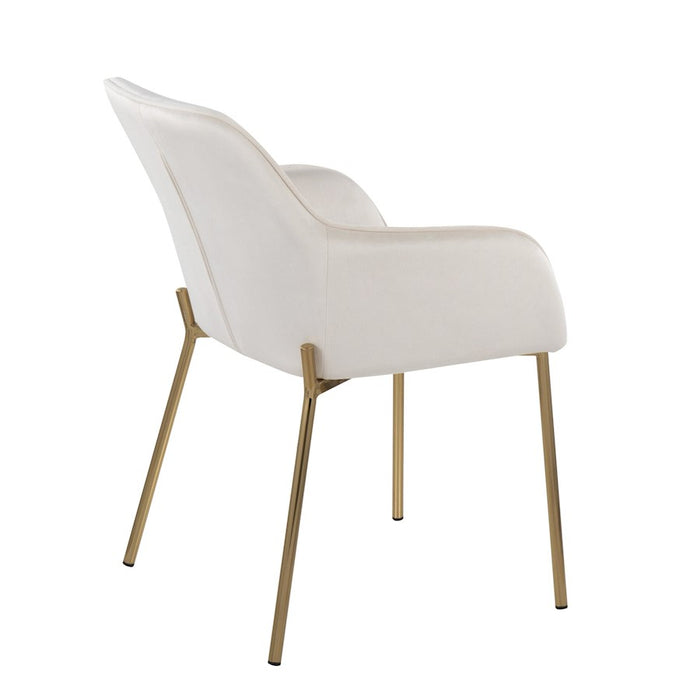 LumiSource Daniella Dining Chair, Set of 2, Gold/Cream