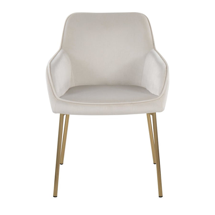 LumiSource Daniella Dining Chair, Set of 2, Gold/Cream