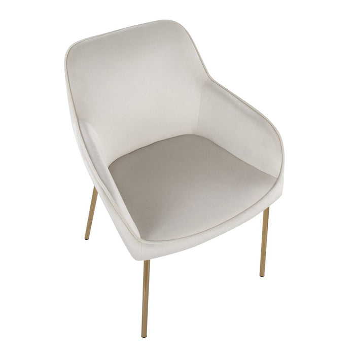 LumiSource Daniella Dining Chair, Set of 2, Gold/Cream