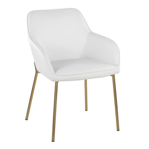 LumiSource Daniella Dining Chair, Set of 2 in Gold Steel/White PU