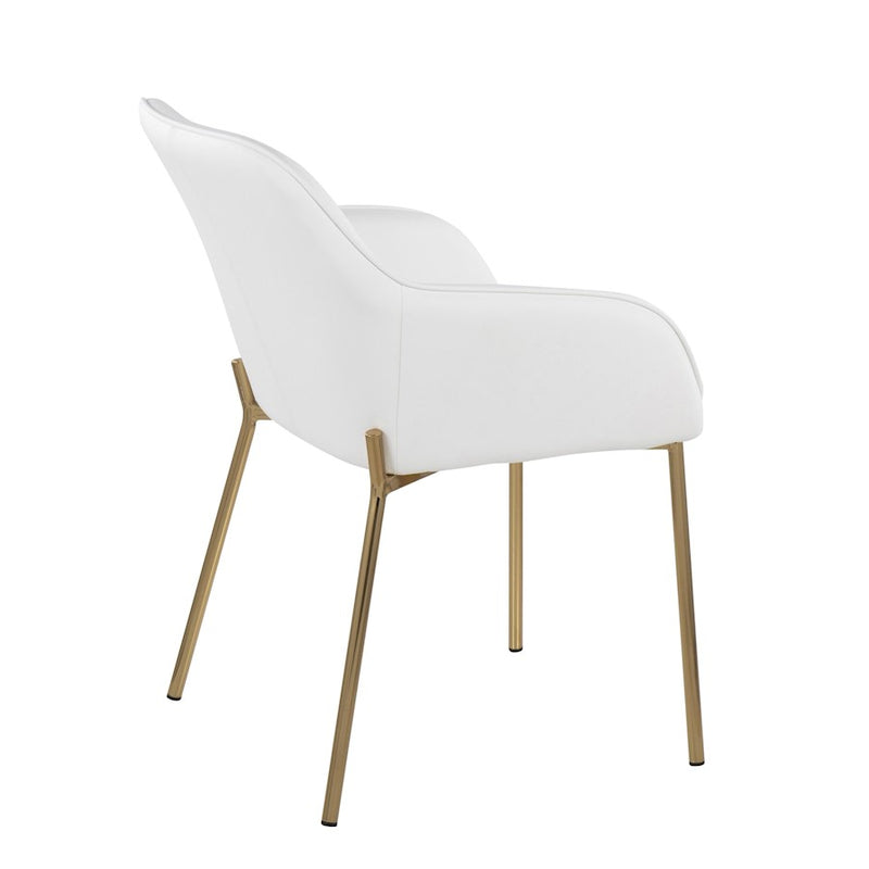 LumiSource Daniella Dining Chair, Set of 2 in Gold Steel/White PU