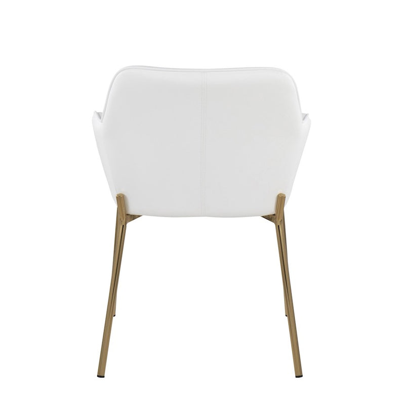 LumiSource Daniella Dining Chair, Set of 2 in Gold Steel/White PU