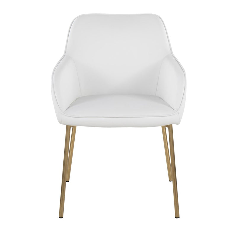 LumiSource Daniella Dining Chair, Set of 2 in Gold Steel/White PU