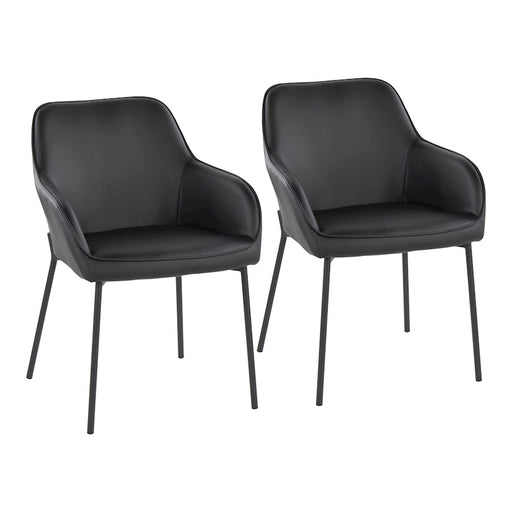 LumiSource Daniella Dining Chair, Set of 2, Black Steel/Black PU - DC-DNLA2BKBK2