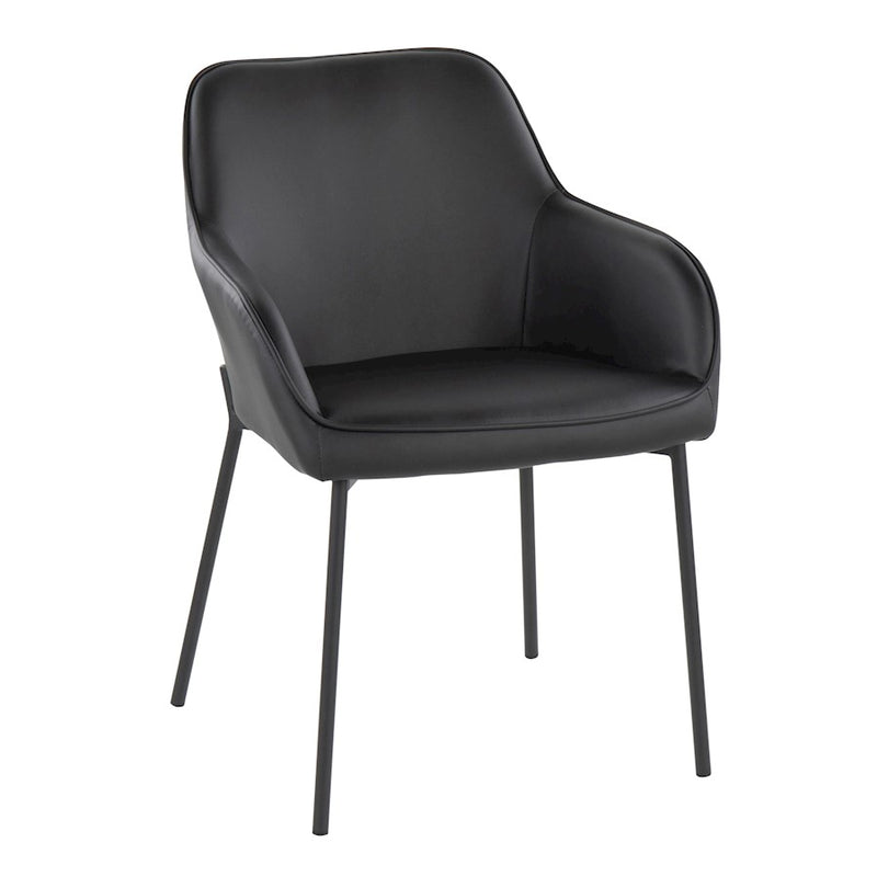 LumiSource Daniella Dining Chair, Set of 2, Black Steel/Black PU