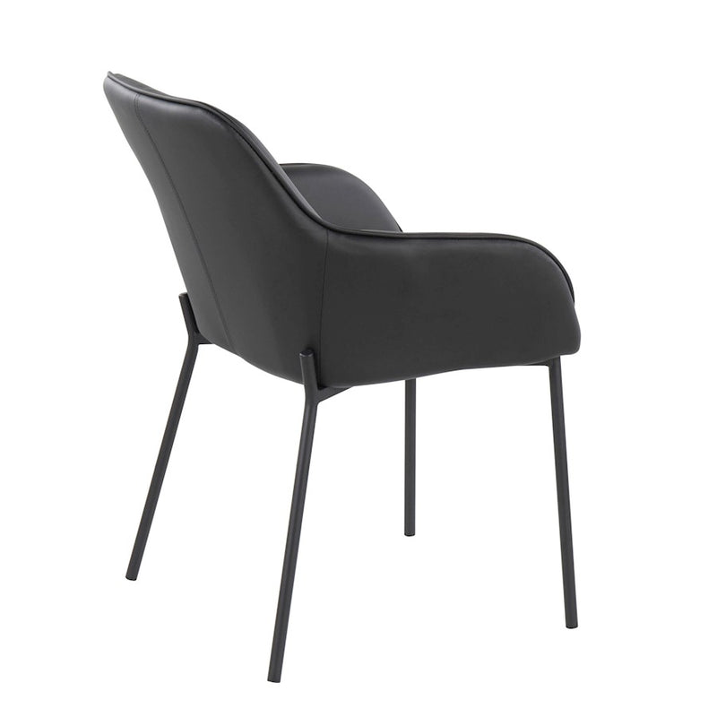 LumiSource Daniella Dining Chair, Set of 2, Black Steel/Black PU