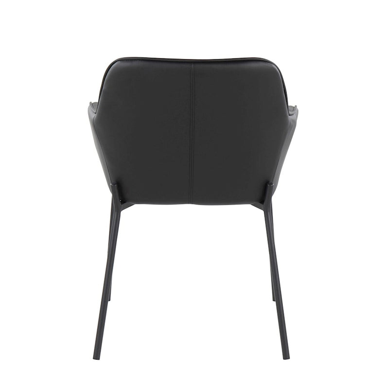 LumiSource Daniella Dining Chair, Set of 2, Black Steel/Black PU