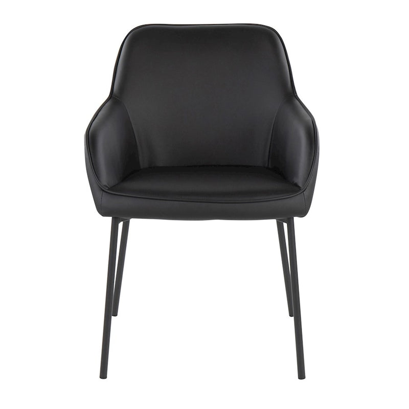 LumiSource Daniella Dining Chair, Set of 2, Black Steel/Black PU