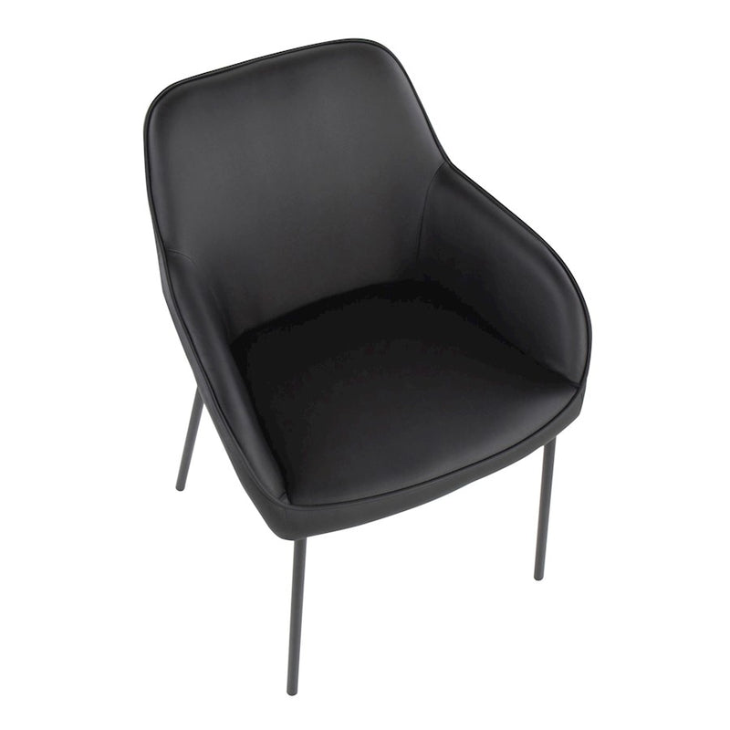 LumiSource Daniella Dining Chair, Set of 2, Black Steel/Black PU