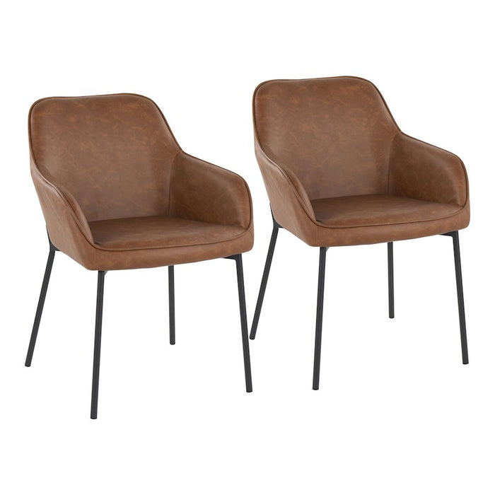 LumiSource Daniella Dining Chair, Set of 2, Black Steel/Camel - DC-DNLA2BKCAM2