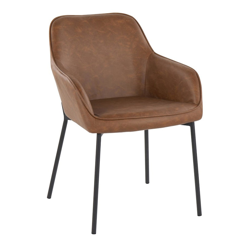 LumiSource Daniella Dining Chair Set of 2 | Contemporary Black Steel and Camel PU | Dining Room & Living Room Seating | Model DC-DNLA2BKCAM2