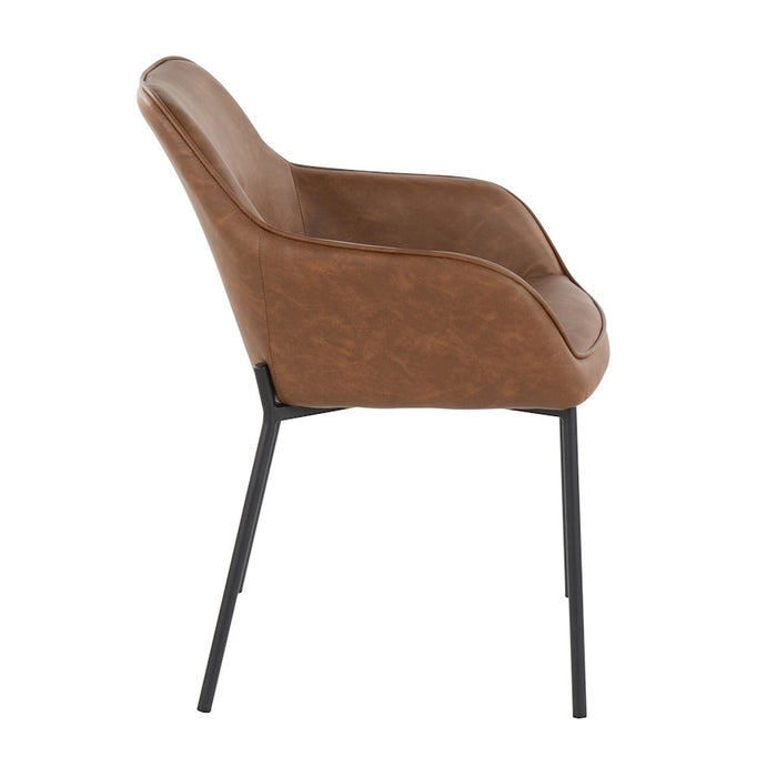 LumiSource Daniella Dining Chair, Set of 2, Black Steel/Camel