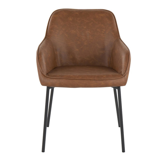 LumiSource Daniella Dining Chair, Set of 2, Black Steel/Camel