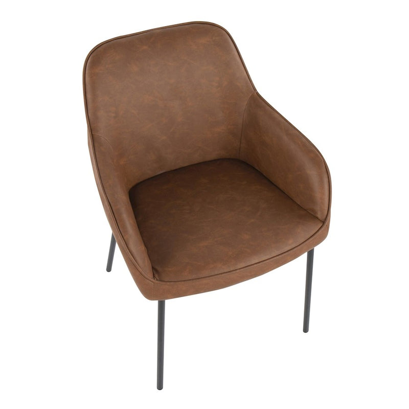 LumiSource Daniella Dining Chair, Set of 2, Black Steel/Camel