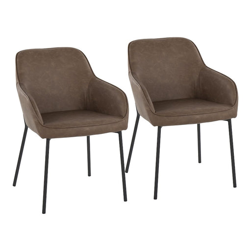 LumiSource Daniella Dining Chair, Set of 2, Black Steel/Espresso - DC-DNLA2BKE2
