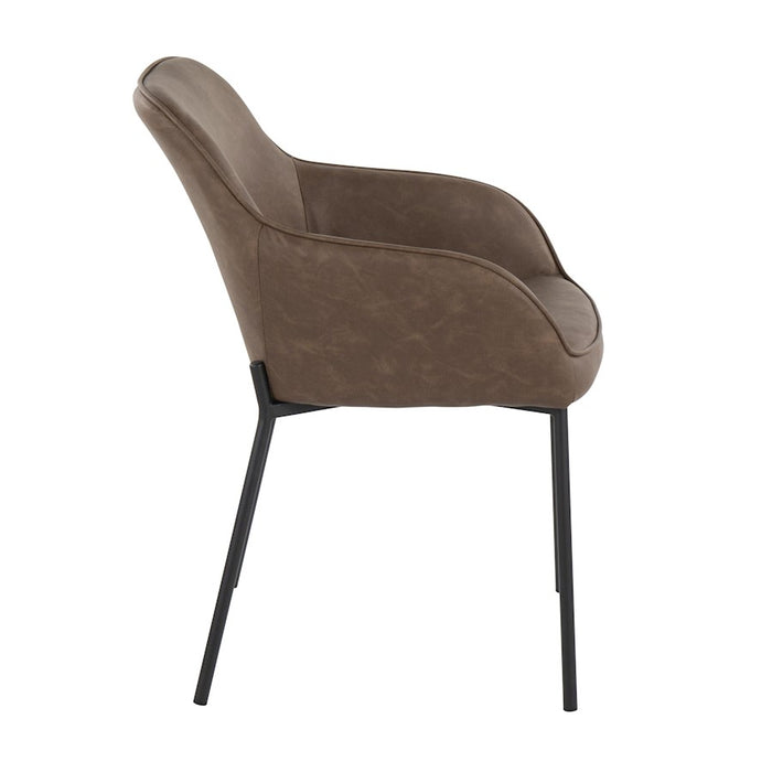 LumiSource Daniella Dining Chair, Set of 2, Black Steel/Espresso