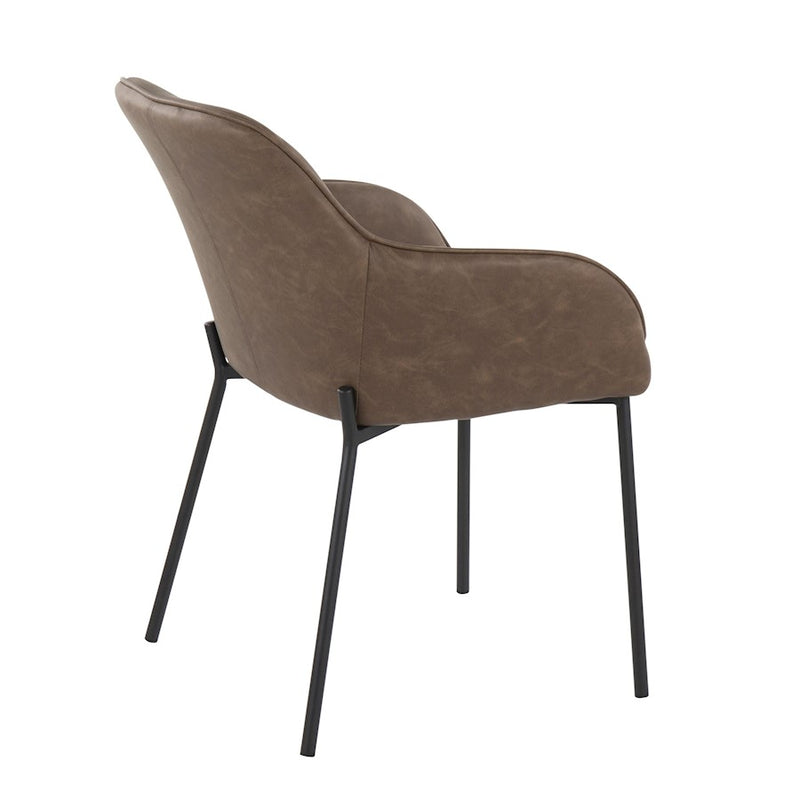 LumiSource Daniella Dining Chair, Set of 2, Black Steel/Espresso