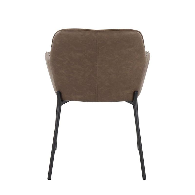 LumiSource Daniella Dining Chair Set of 2 | Contemporary Black Steel and Espresso PU | Dining Room & Living Room Seating | Model DC-DNLA2BKE2