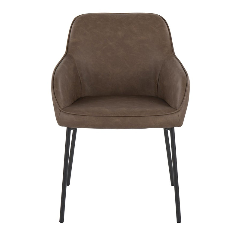 LumiSource Daniella Dining Chair Set of 2 | Contemporary Black Steel and Espresso PU | Dining Room & Living Room Seating | Model DC-DNLA2BKE2