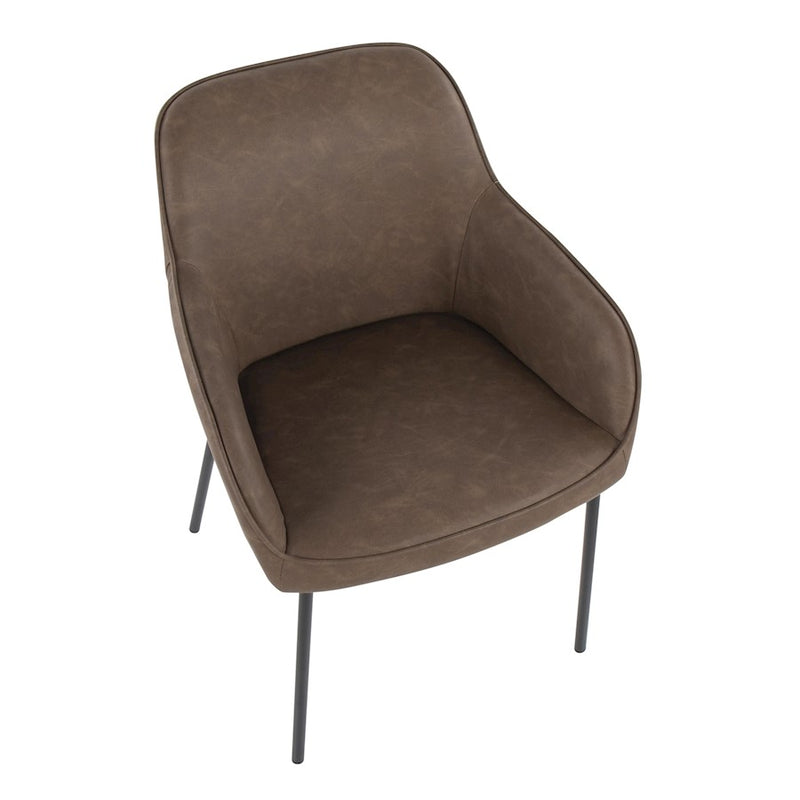 LumiSource Daniella Dining Chair, Set of 2, Black Steel/Espresso