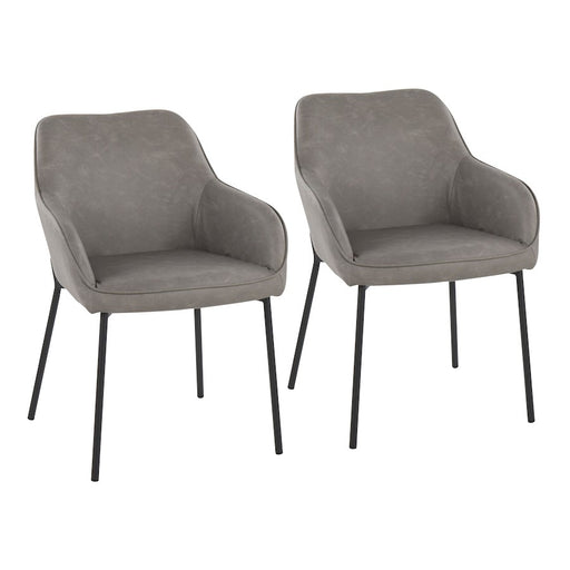 LumiSource Daniella Dining Chair, Set of 2, Black Steel/Grey - DC-DNLA2BKPUGY2