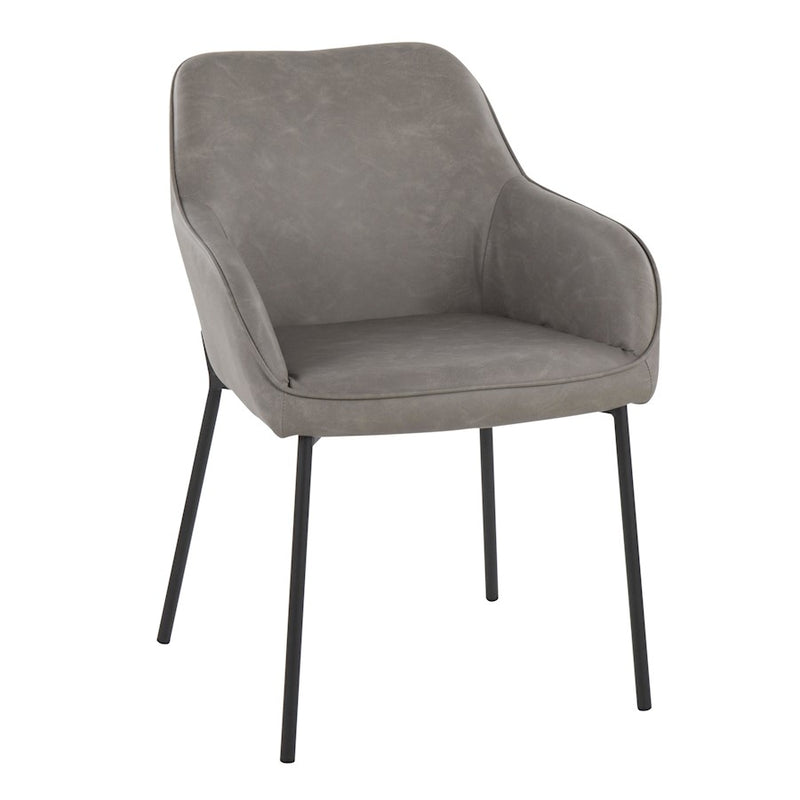 LumiSource Daniella Dining Chair, Set of 2, Black Steel/Grey