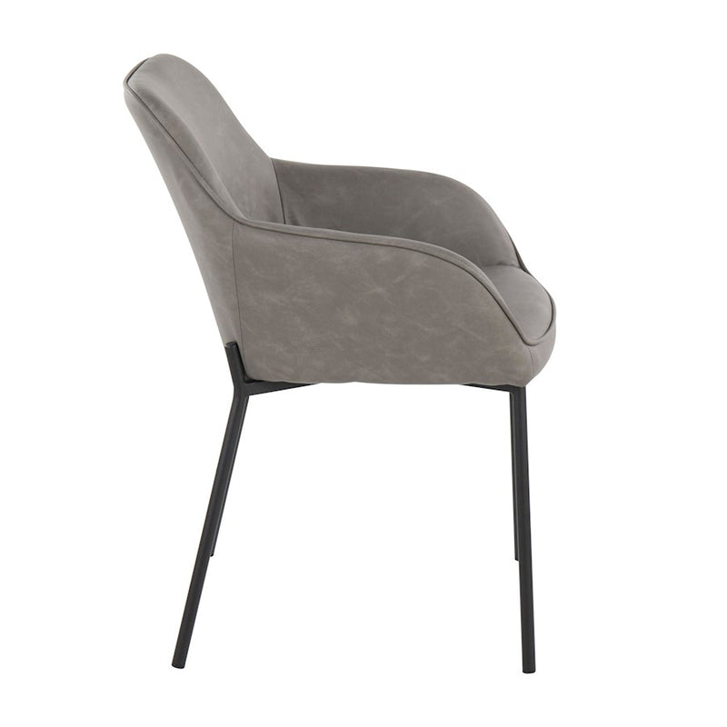 LumiSource Daniella Dining Chair, Set of 2, Black Steel/Grey