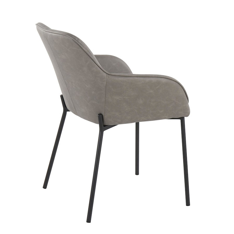 LumiSource Daniella Dining Chair, Set of 2, Black Steel/Grey
