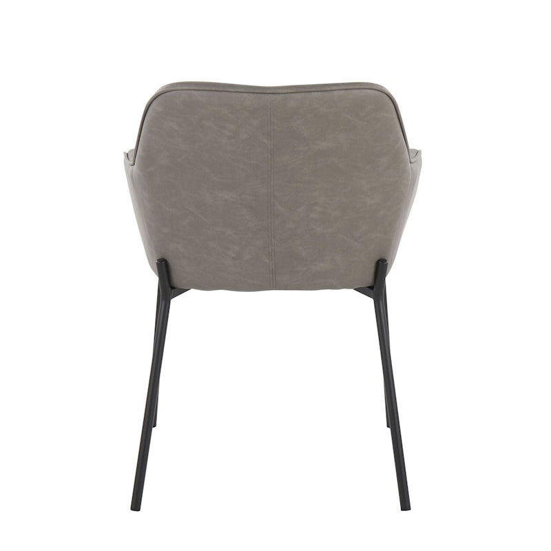 LumiSource Daniella Dining Chair, Set of 2, Black Steel/Grey