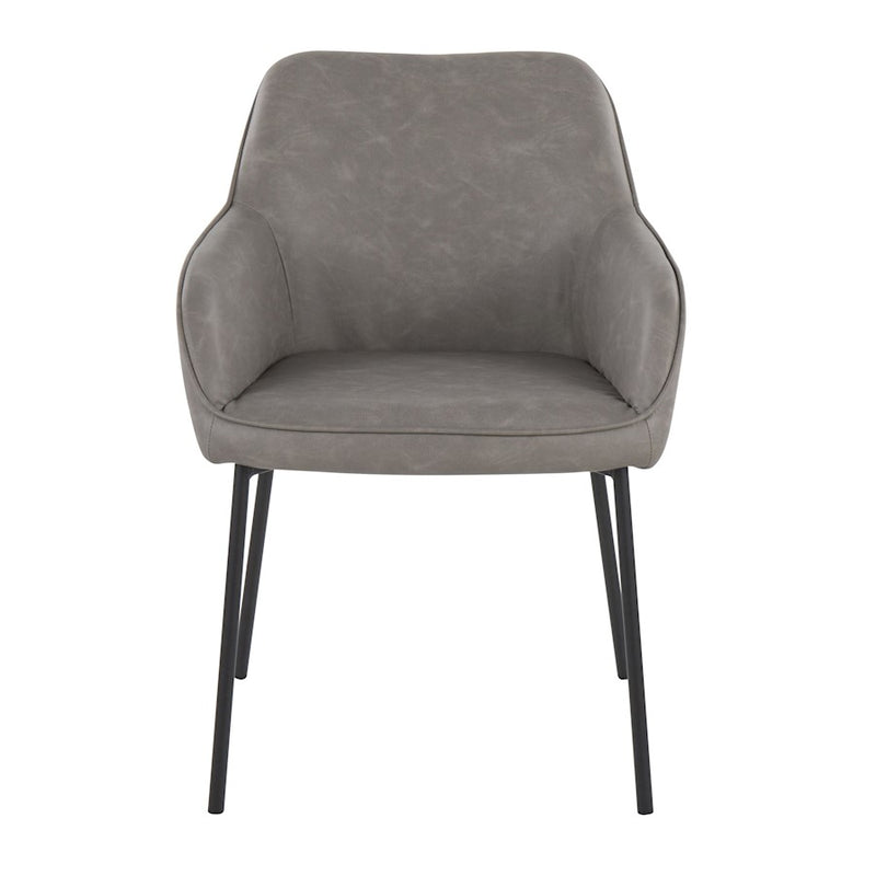 LumiSource Daniella Dining Chair, Set of 2, Black Steel/Grey