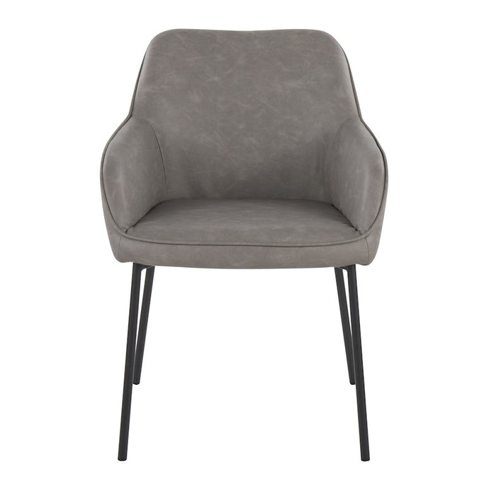 LumiSource Daniella Dining Chair, Set of 2, Black Steel/Grey