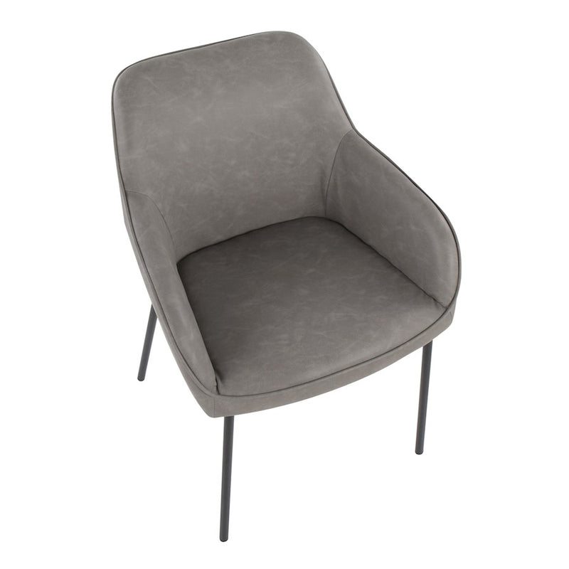 LumiSource Daniella Dining Chair, Set of 2, Black Steel/Grey