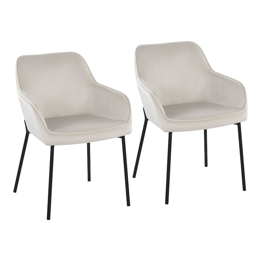 LumiSource Daniella Dining Chair, Set of 2, Black/Cream - DC-DNLA2BKVCR2