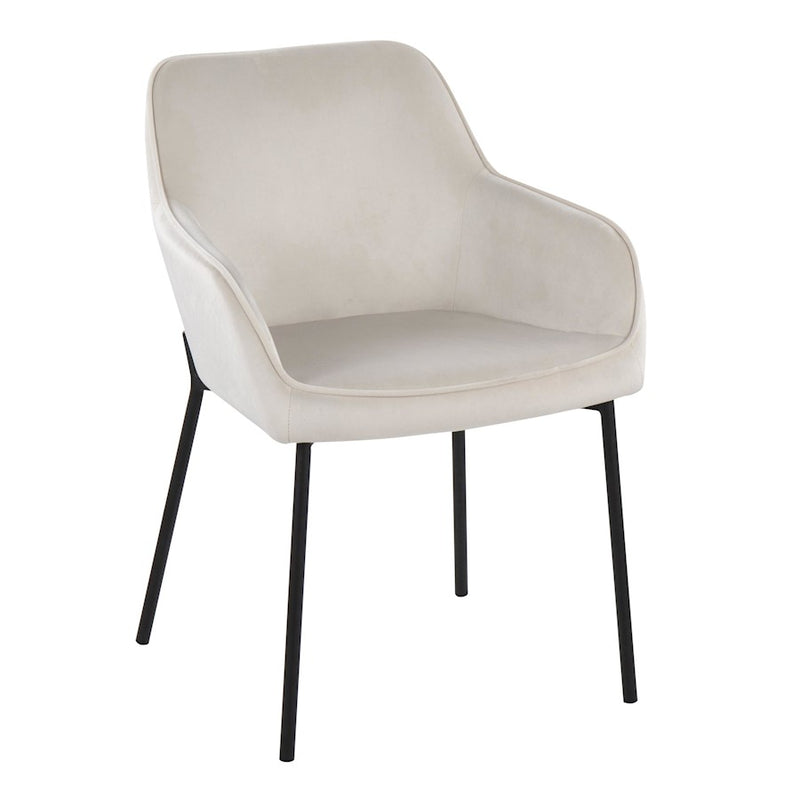 LumiSource Daniella Dining Chair Set of 2 | Contemporary Black Steel and Cream Velvet | Dining Room & Living Room Seating | Model DC-DNLA2BKVCR2