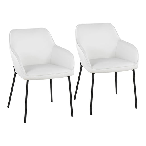 LumiSource Daniella Dining Chair, Set of 2, Black Steel/White PU - DC-DNLA2BKW2