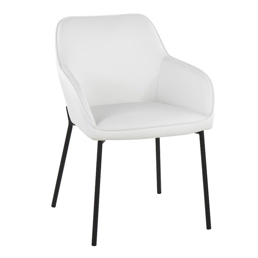 LumiSource Daniella Dining Chair, Set of 2, Black Steel/White PU