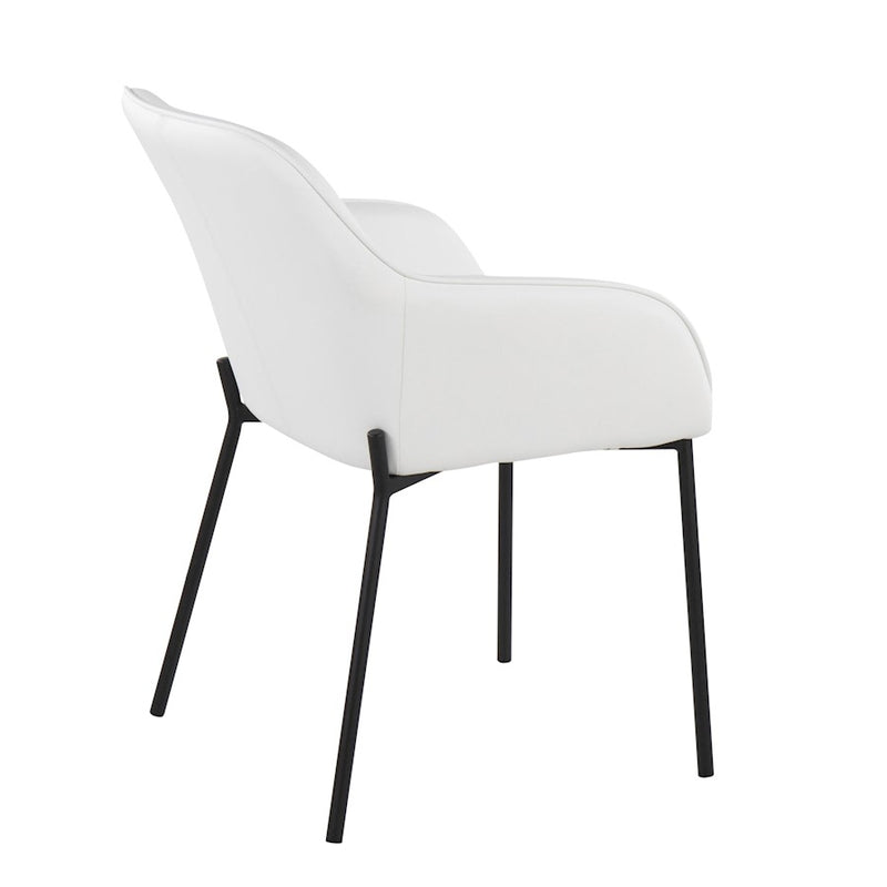 LumiSource Daniella Dining Chair, Set of 2, Black Steel/White PU