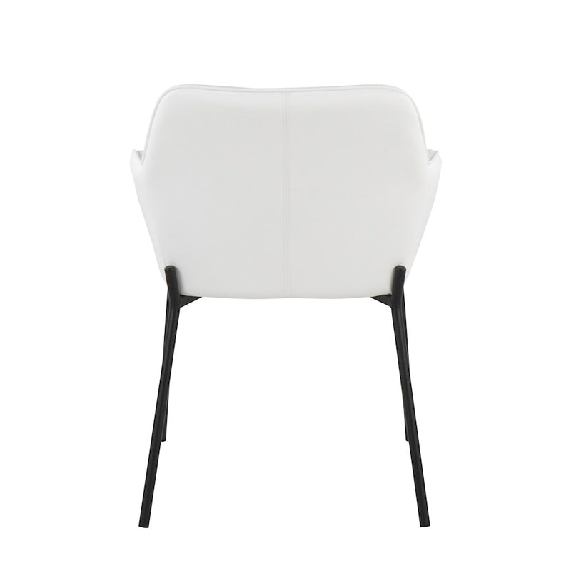 LumiSource Daniella Dining Chair, Set of 2, Black Steel/White PU
