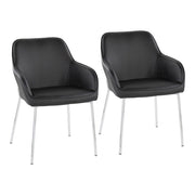 LumiSource Daniella Dining Chair, Set of 2, Chrome Steel/Black - DC-DNLA2CHRMBK2