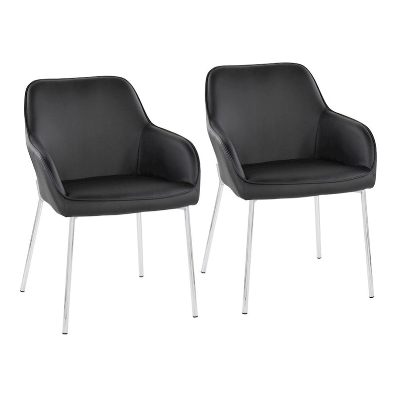 LumiSource Daniella Dining Chair, Set of 2, Chrome Steel/Black - DC-DNLA2CHRMBK2