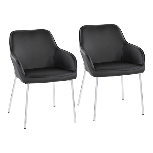 LumiSource Daniella Dining Chair, Set of 2, Chrome Steel/Black - DC-DNLA2CHRMBK2