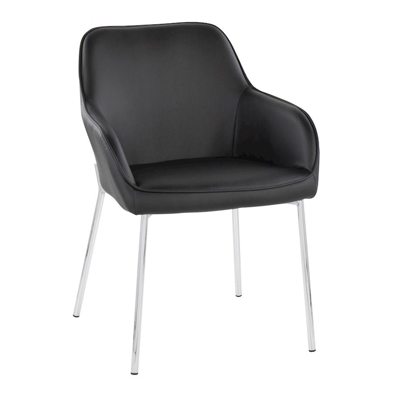 LumiSource Daniella Dining Chair, Set of 2, Chrome Steel/Black