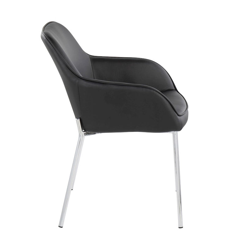 LumiSource Daniella Dining Chair, Set of 2, Chrome Steel/Black