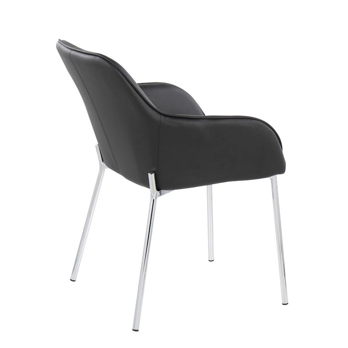 LumiSource Daniella Dining Chair, Set of 2, Chrome Steel/Black