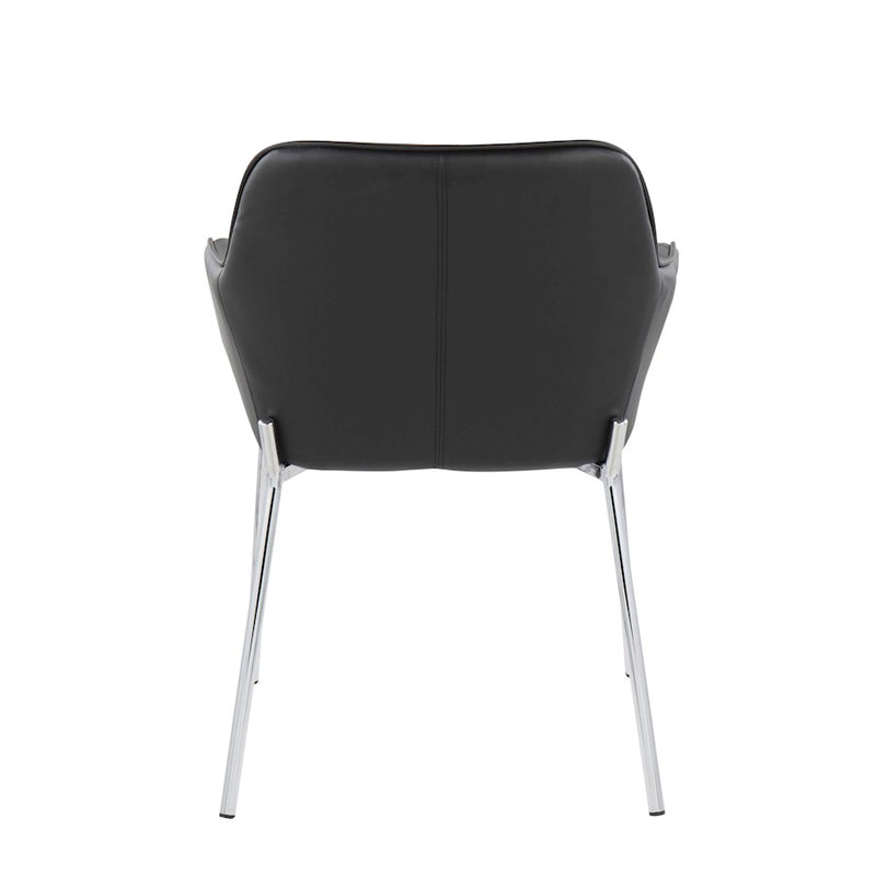 LumiSource Daniella Dining Chair, Set of 2, Chrome Steel/Black