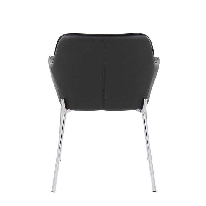 LumiSource Daniella Dining Chair, Set of 2, Chrome Steel/Black
