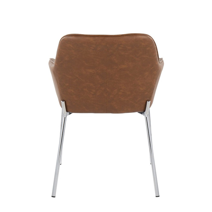 LumiSource Daniella Dining Chair, Set of 2, Chrome/Camel