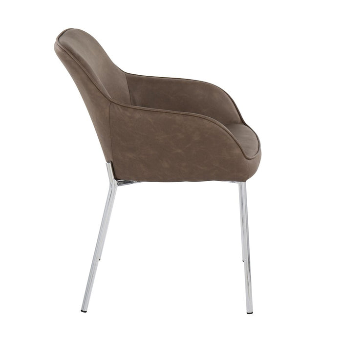 LumiSource Daniella Dining Chair, Set of 2, Chrome/Espresso