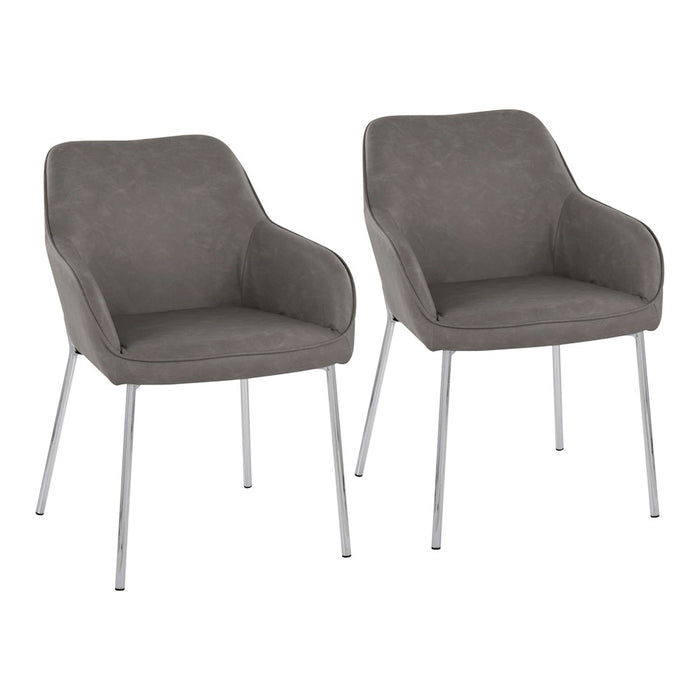 LumiSource Daniella Dining Chair, Set of 2, Chrome/Grey - DC-DNLA2CHRMPUGY2